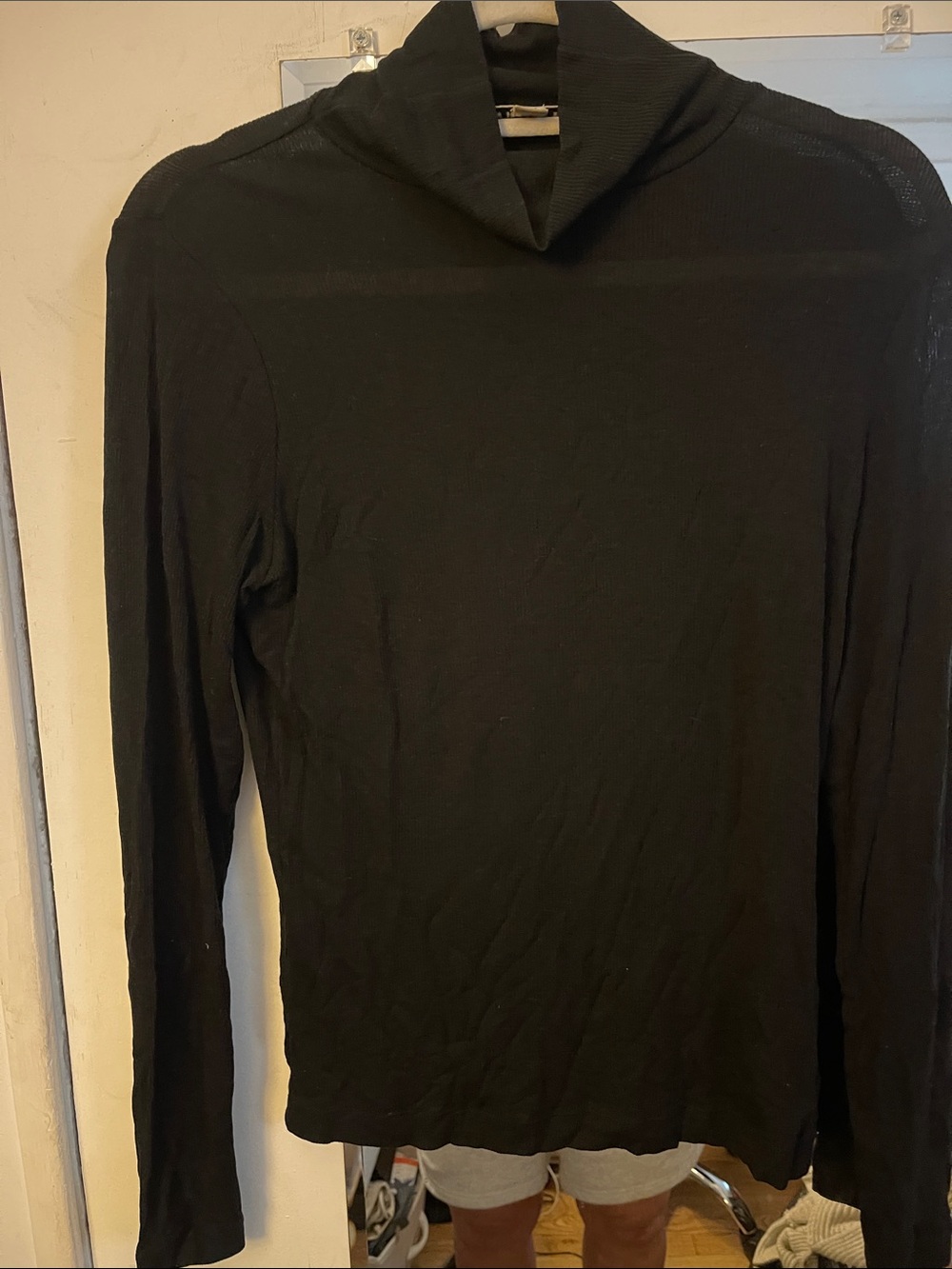 Whistles Black Long-Sleeve Turtleneck Top